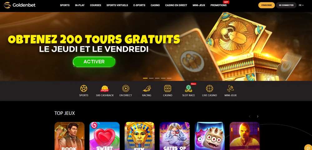 Ponuka a lobby Goldenbet — screenshot
