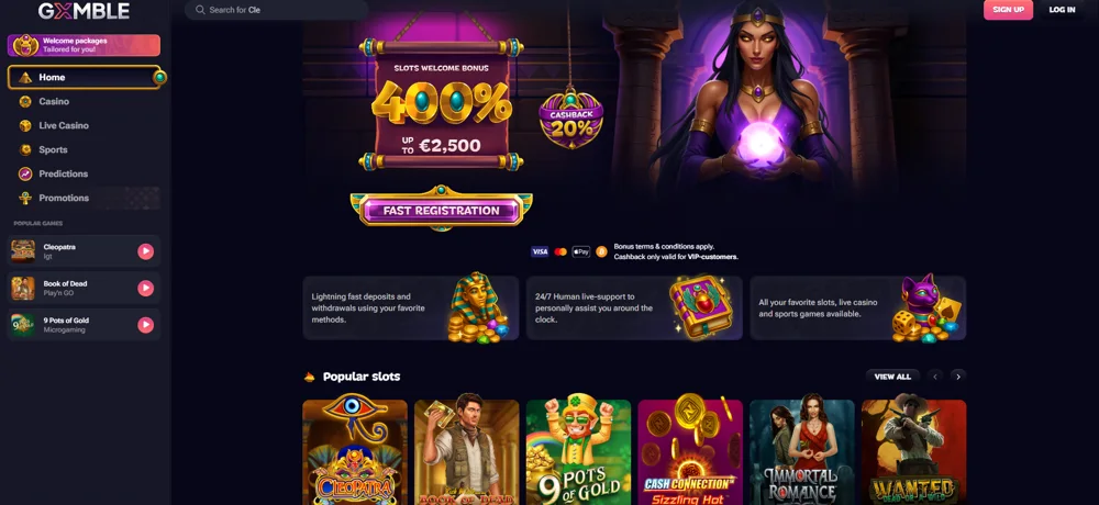 Ponuka a lobby Gxmble — screenshot